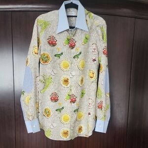 Etro Beige and Blue Patterned Shirt